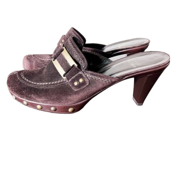 Stuart Weitzman Women’s Mules Heels Size 8 Suede Leather Dark Brown - Picture 1 of 10